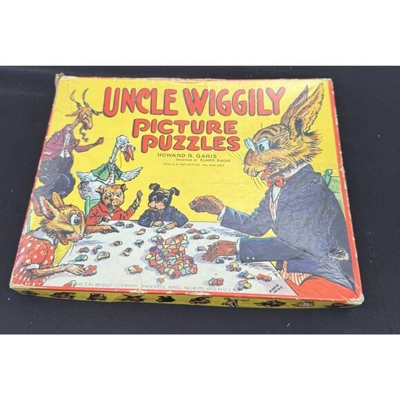 Vintage 1940's Set Of 3 Uncle Wiggily Picture Puzzles By Milton Bradley Nice!
